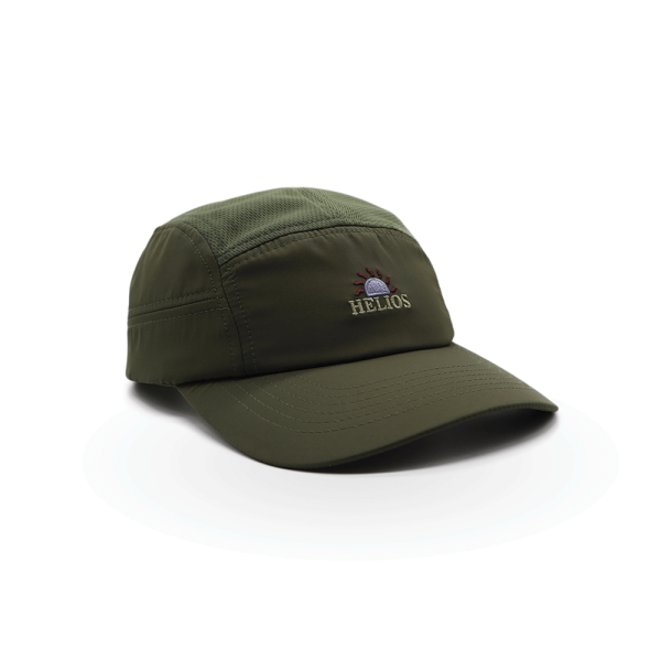 Helios Ultralight 7 Panel Firm Brim Running Cap - Olive Supply